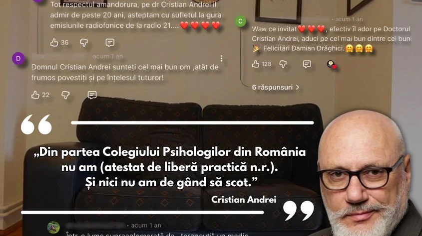 Exclusiv. Peste 20 de ani de impostură: Doctorul Cristian Andrei, cel mai mediatizat psihoterapeut al României, practică fără atestat. Acuzații de hărțuire sexuală în cabinet